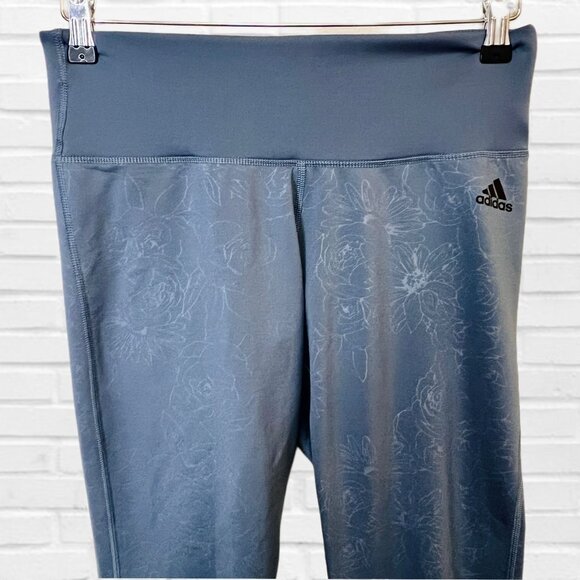 Adidas Climalite Mid-Rise Leggings Floral Printed Full Length Pull-On Yoga Pants - Picture 6 of 10